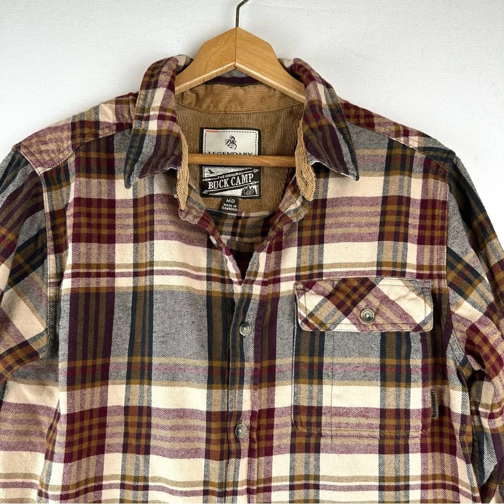 Legendary Whitetails  Buck Camp Plaid Button Down Flannel Shirt Outdoors